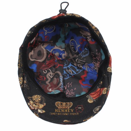 Henney Bear Melfi Bear Pattern Tapestry Flat Cap
