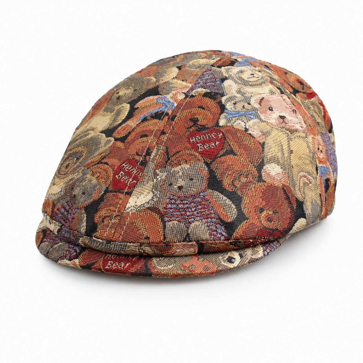 Henney Bear Melfi Bear Pattern Tapestry Flat Cap