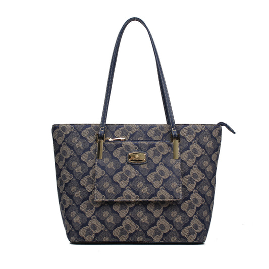 Nova Shoulder Tote Bag - Blue Shadow Bear